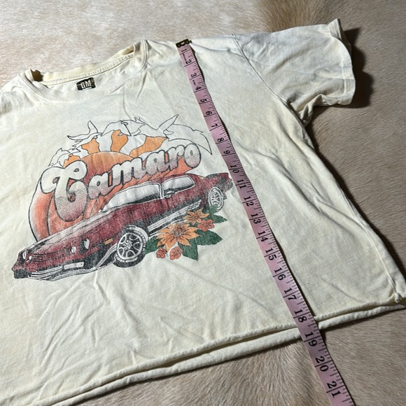 GM Official Licensed CAMARO Vintage Inspired Retro Cropped Yellow T-Shirt - Picture 7 of 7